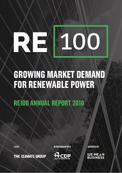 RE100 Annual Report 2016: growing market demand for renewable power