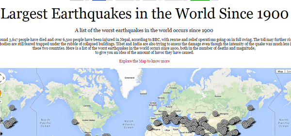 Largest earthquakes in the world since 1900